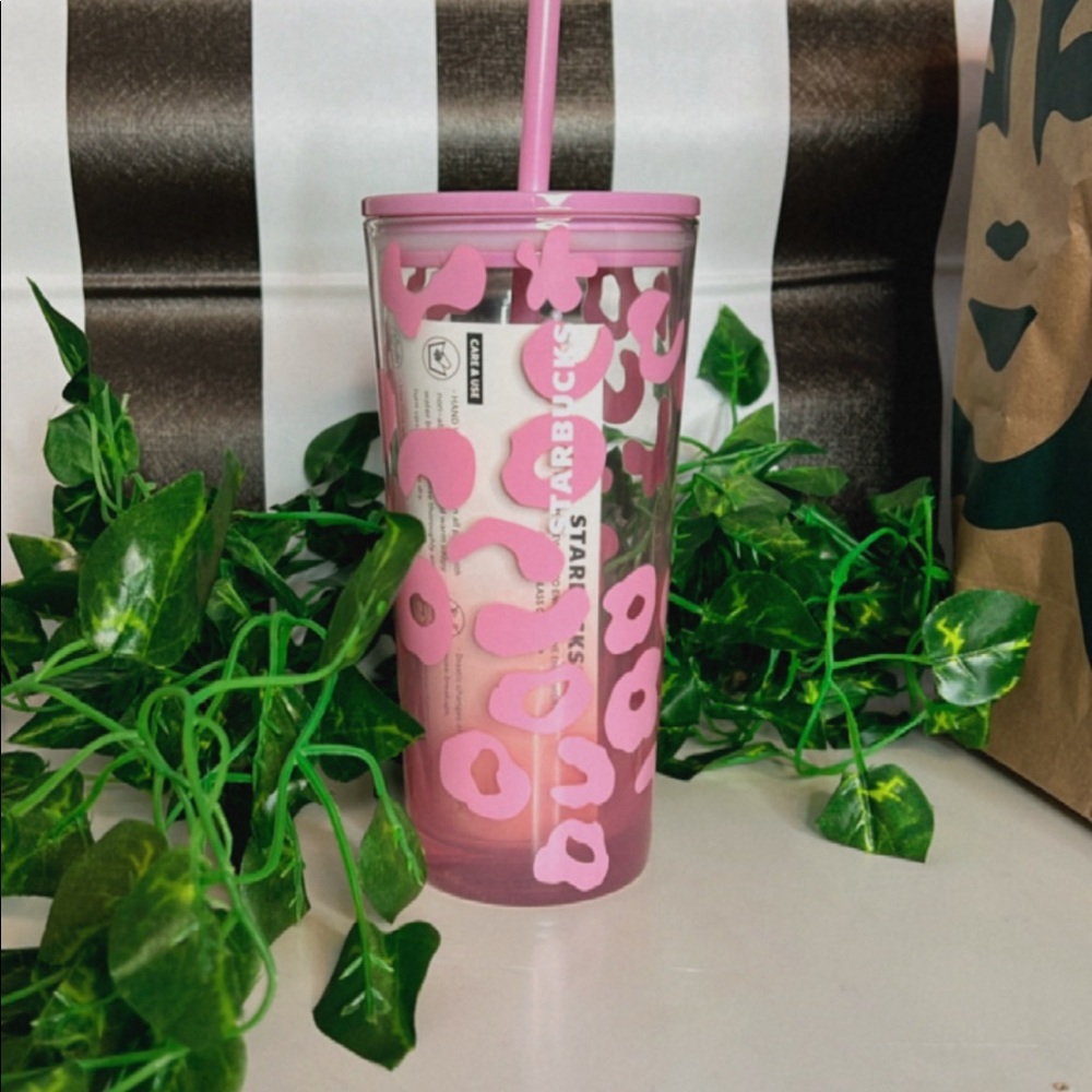 Pink Cheetah Glass Starbucks Cup